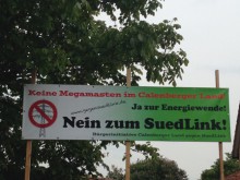 Banner der BI Calenberger Land gegen Suedlink - 